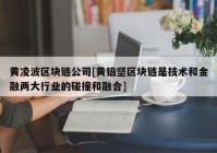 黄凌波区块链公司[黄锫坚区块链是技术和金融两大行业的碰撞和融合]